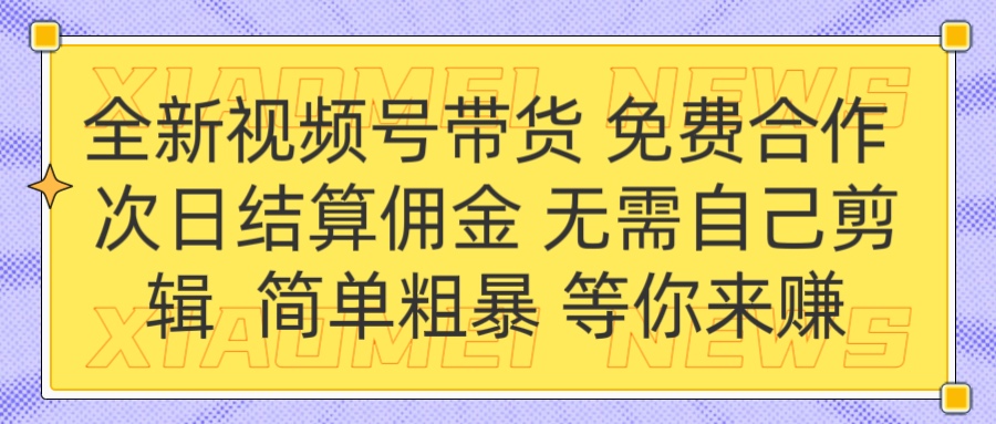 全新视频号 免费合作 佣金次日结算 无需自己剪辑六月网创-网创项目资源站-副业项目-创业项目-搞钱项目六月网创