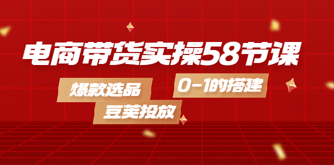 电商带货实操58节课，爆款选品，豆荚投放，0-1的搭建六月网创-网创项目资源站-副业项目-创业项目-搞钱项目六月网创