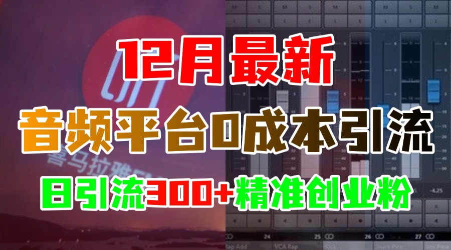 12月最新:音频平台0成本引流,日引300+精准创业粉六月网创-网创项目资源站-副业项目-创业项目-搞钱项目六月网创