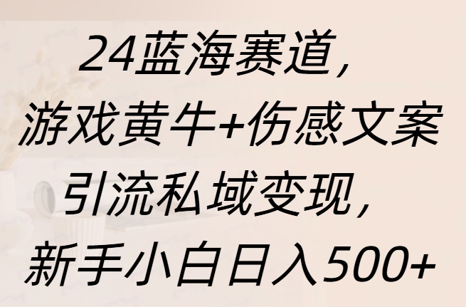 24蓝海赛道,游戏黄牛+伤感文案引流私域变现,新手日入500+六月网创-网创项目资源站-副业项目-创业项目-搞钱项目六月网创