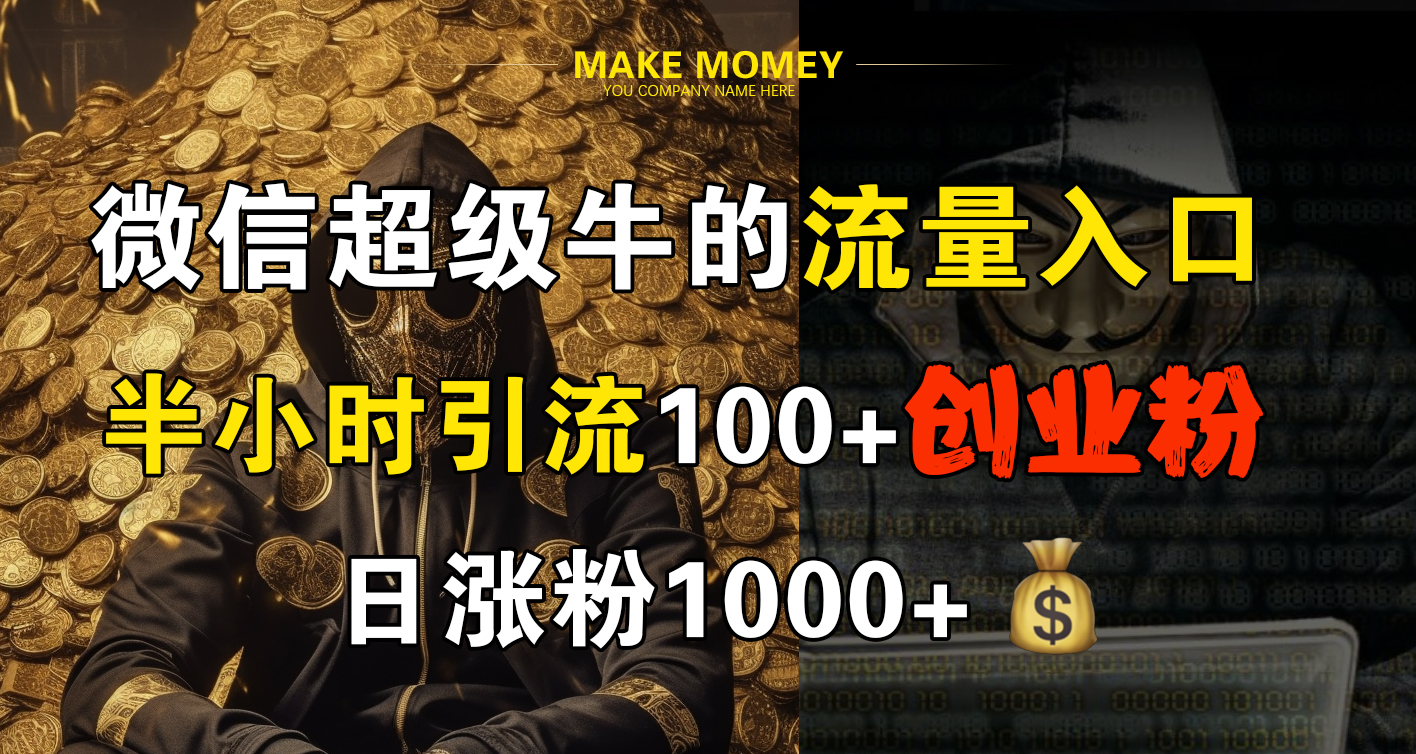 微信超级牛的流量入口,半小时引流100+创业粉,日涨粉1000+六月网创-网创项目资源站-副业项目-创业项目-搞钱项目六月网创