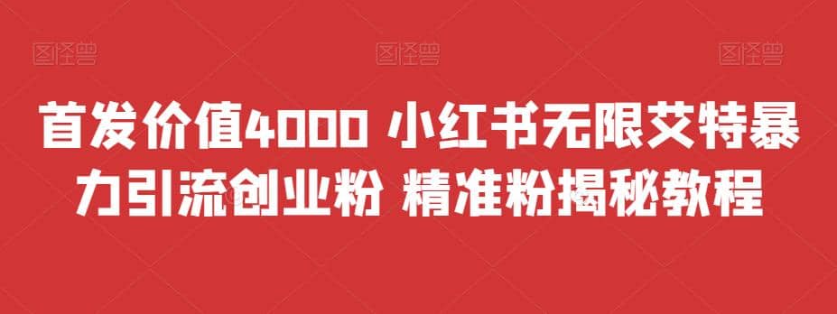 首发价值4000 小红书无限艾特暴力引流创业粉 精准粉揭秘教程六月网创-网创项目资源站-副业项目-创业项目-搞钱项目六月网创