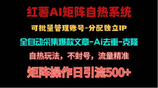 红薯矩阵自热系统，独家不死号引流玩法！矩阵操作日引流500+六月网创-网创项目资源站-副业项目-创业项目-搞钱项目六月网创