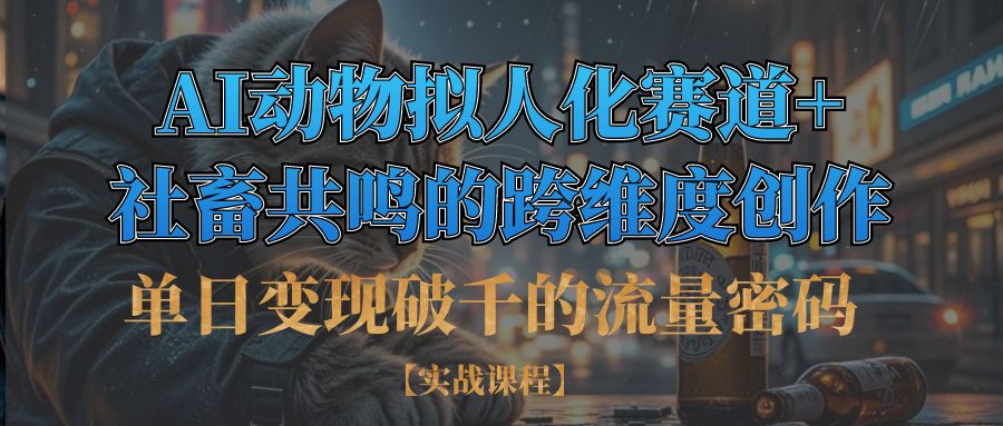 单日变现破千的流量密码,AI动物拟人化赛道+社畜共鸣的跨维度创作六月网创-网创项目资源站-副业项目-创业项目-搞钱项目六月网创