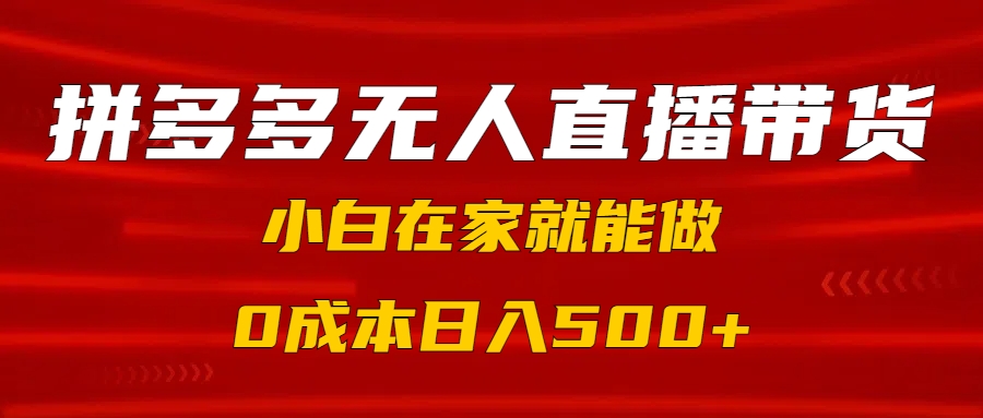 拼多多无人直播带货，小白在家就能做，0成本日入500+六月网创-网创项目资源站-副业项目-创业项目-搞钱项目六月网创