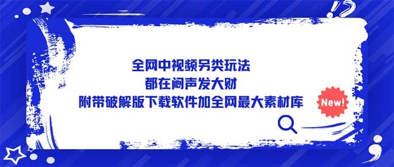 全网中视频另类玩法,都在闷声发大财,附带下载软件加全网最大素材库六月网创-网创项目资源站-副业项目-创业项目-搞钱项目六月网创