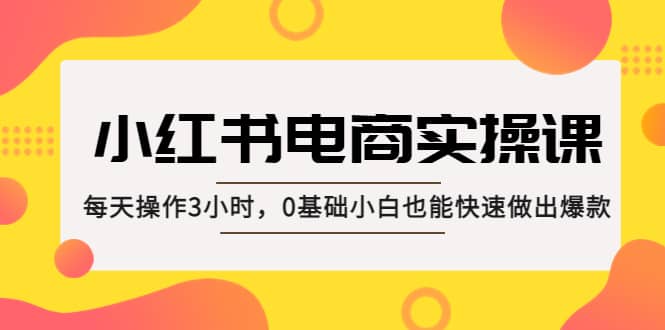 小红书·电商实操课:每天操作3小时,0基础小白也能快速做出爆款六月网创-网创项目资源站-副业项目-创业项目-搞钱项目六月网创