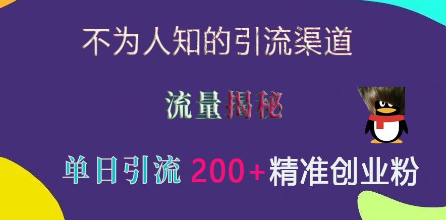 不为人知的引流渠道,流量揭秘,实测单日引流200+精准创业粉六月网创-网创项目资源站-副业项目-创业项目-搞钱项目六月网创