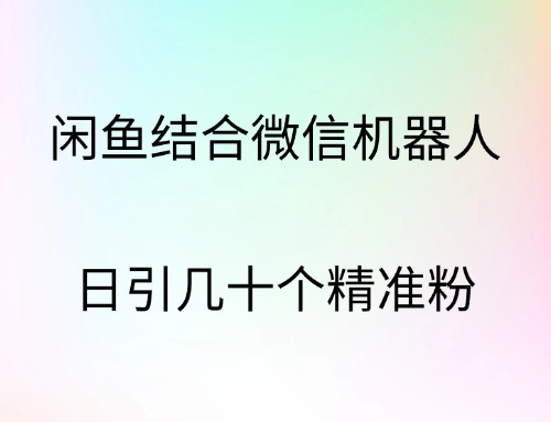 闲鱼结合微信机器人，日引几十个精准粉六月网创-网创项目资源站-副业项目-创业项目-搞钱项目六月网创