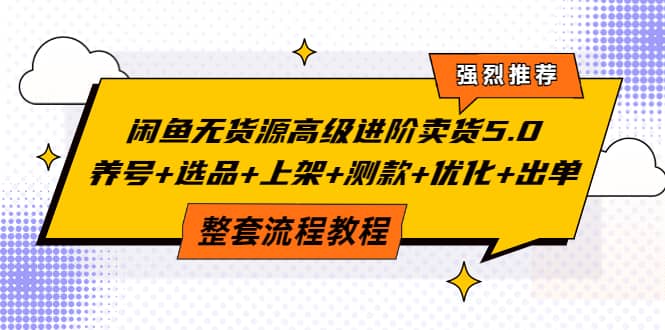 闲鱼无货源高级进阶卖货5.0,养号+选品+上架+测款+优化+出单整套流程教程六月网创-网创项目资源站-副业项目-创业项目-搞钱项目六月网创