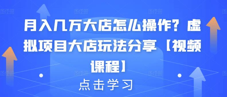 月入几万大店怎么操作?虚拟项目大店玩法分享【视频课程】六月网创-网创项目资源站-副业项目-创业项目-搞钱项目六月网创