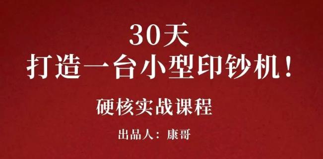 康哥30天打造一台小型印钞机：躺赚30万的项目完整复盘（视频教程）六月网创-网创项目资源站-副业项目-创业项目-搞钱项目六月网创