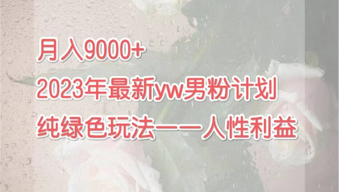 月入9000+2023年9月最新yw男粉计划绿色玩法——人性之利益六月网创-网创项目资源站-副业项目-创业项目-搞钱项目六月网创