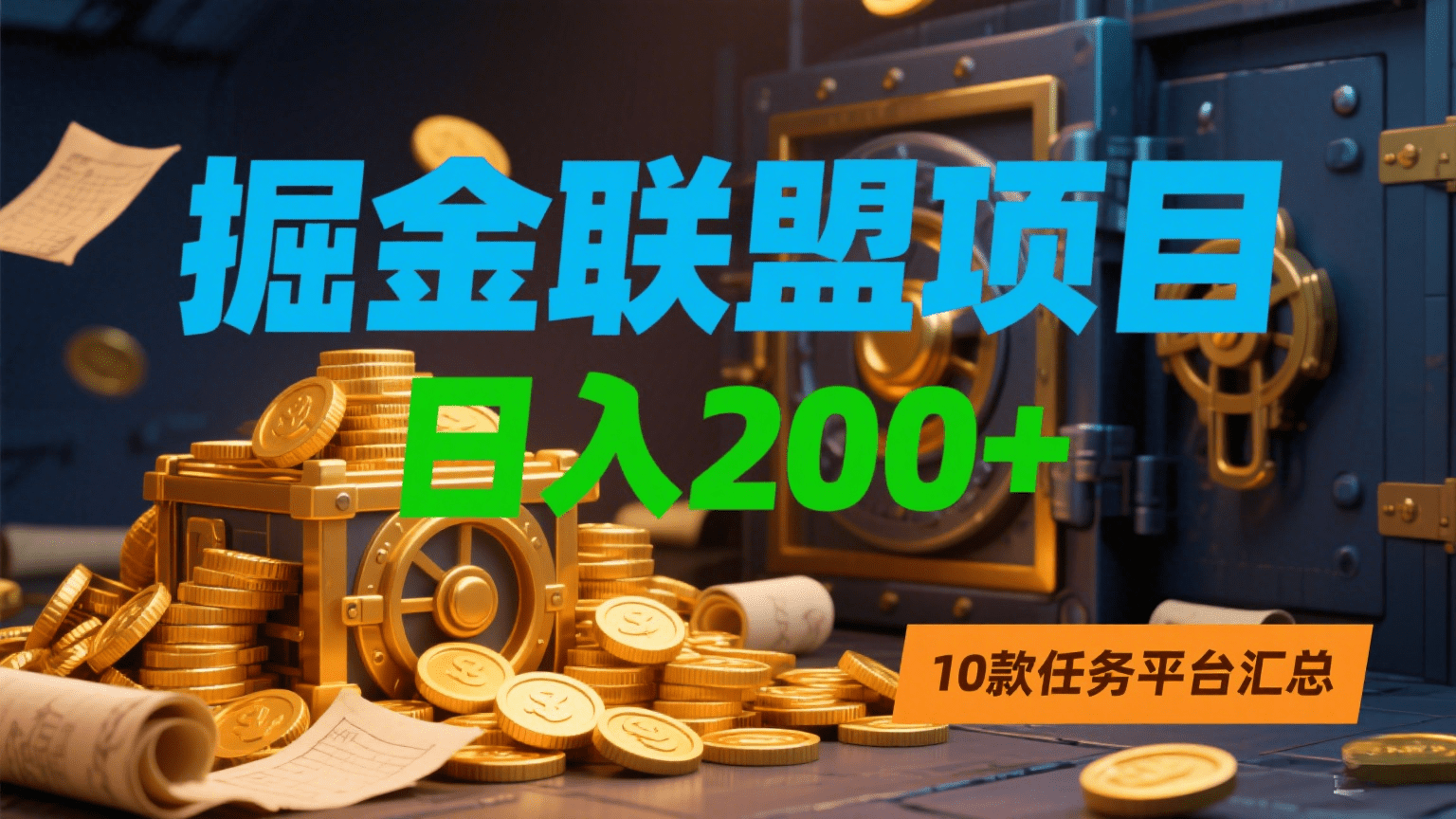 掘金联盟项目,日入200+,10款任务平台汇总六月网创-网创项目资源站-副业项目-创业项目-搞钱项目六月网创