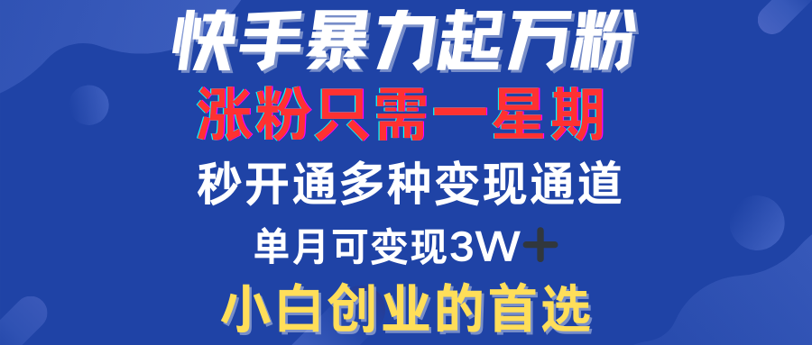 快手暴力起万粉,涨粉只需一星期!多种变现模式六月网创-网创项目资源站-副业项目-创业项目-搞钱项目六月网创