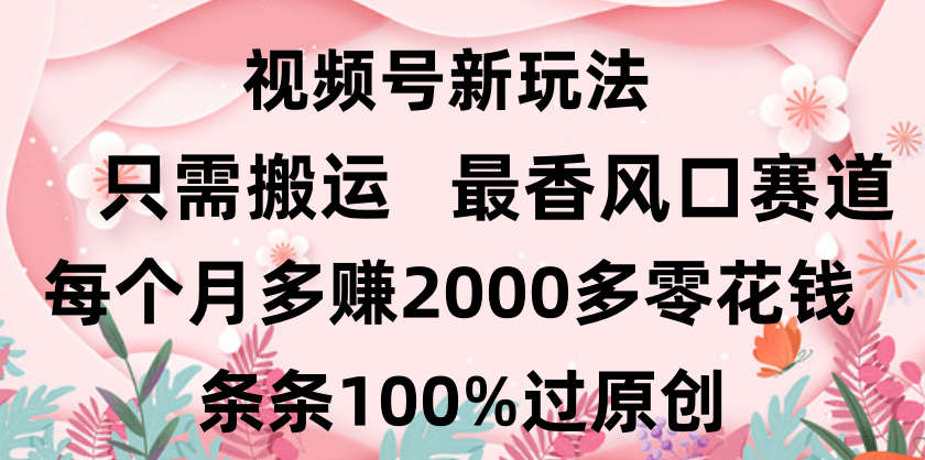 日入2000+,条条100%过原创,视频号最香风口赛道,小白轻松上手六月网创-网创项目资源站-副业项目-创业项目-搞钱项目六月网创