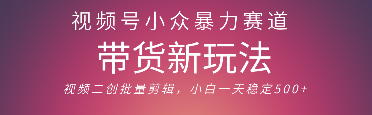 视频号小众暴力赛道,最新带货玩法 小白也能轻松日入500+ 保姆及教程六月网创-网创项目资源站-副业项目-创业项目-搞钱项目六月网创