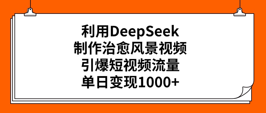 利用DeepSeek制作,治愈风景视频,引爆短视频流量,单日变现1000+六月网创-网创项目资源站-副业项目-创业项目-搞钱项目六月网创