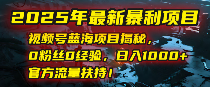 2025年最新暴利项目:视频号蓝海项目揭秘,0粉丝0经验,日入1000+,官方流量扶持!六月网创-网创项目资源站-副业项目-创业项目-搞钱项目六月网创