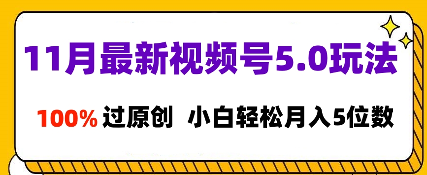 11月最新视频号5.0玩法，100%过原创，小白轻松月入5位数六月网创-网创项目资源站-副业项目-创业项目-搞钱项目六月网创