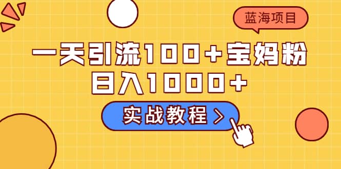 一天引流100+宝妈粉，日入1000+的蓝海项目（实战教程）六月网创-网创项目资源站-副业项目-创业项目-搞钱项目六月网创