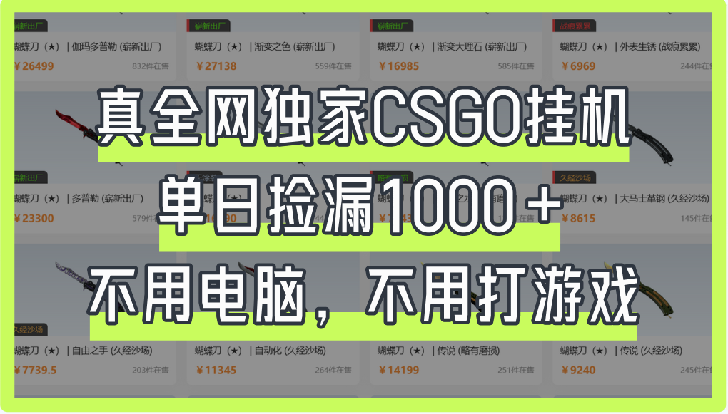 真全网独家CSGO挂机,单日捡漏1000+六月网创-网创项目资源站-副业项目-创业项目-搞钱项目六月网创