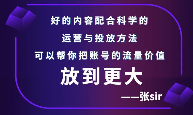 张sir账号流量增长课，告别海王流量，让你的流量更精准六月网创-网创项目资源站-副业项目-创业项目-搞钱项目六月网创
