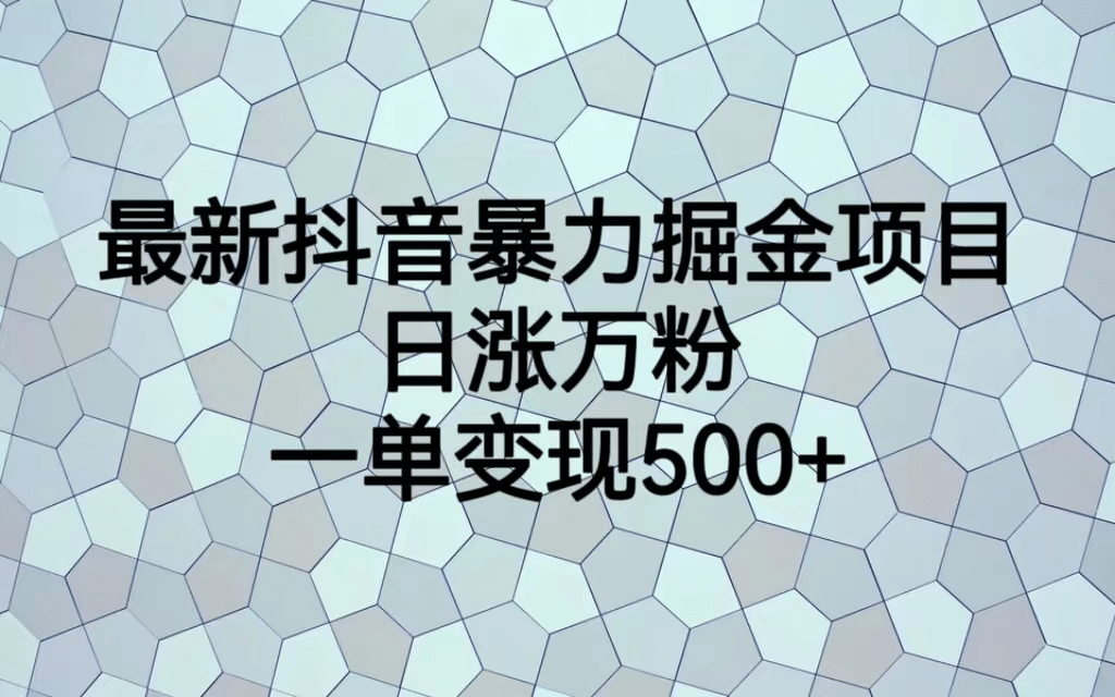 最火热的抖音暴力掘金项目,日涨万粉,多种变现方式,一单变现可达500+六月网创-网创项目资源站-副业项目-创业项目-搞钱项目六月网创