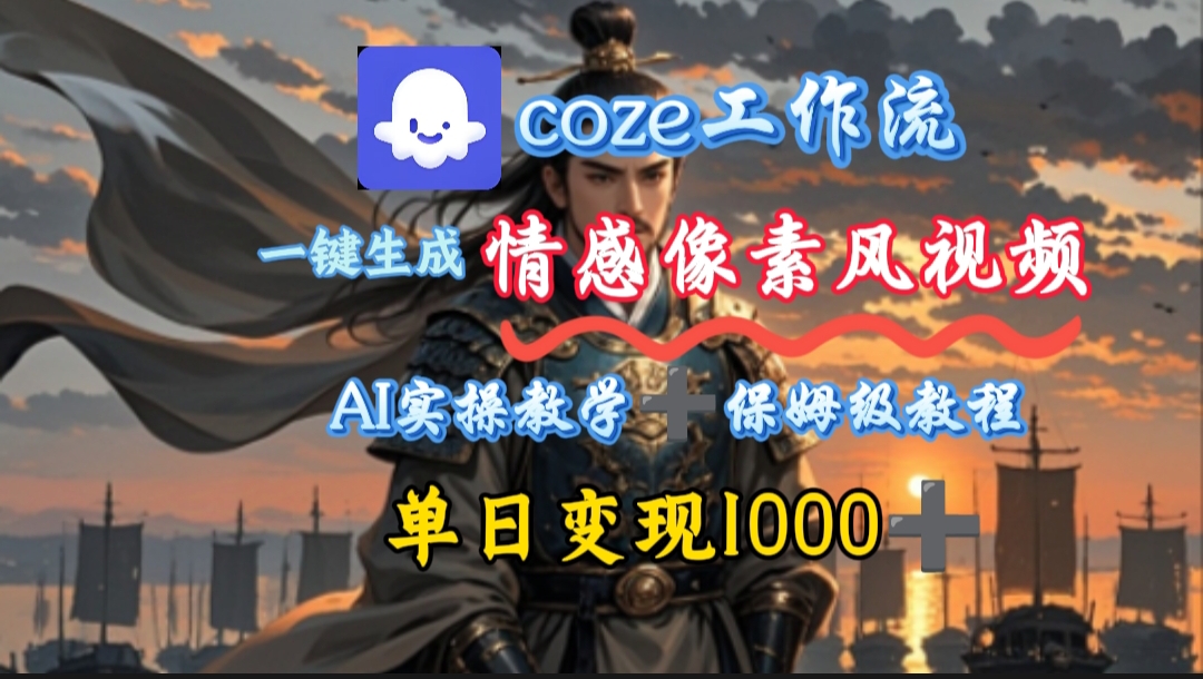 用coze工作流一键生成情感像素风视频,几分钟一条,单日变现500+六月网创-网创项目资源站-副业项目-创业项目-搞钱项目六月网创