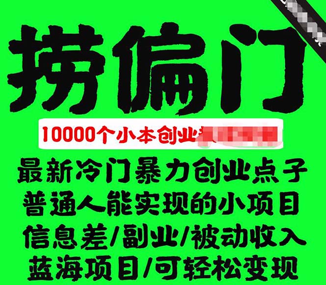 千款捞偏门小本创业小项目，总有一款适合你【无水印】六月网创-网创项目资源站-副业项目-创业项目-搞钱项目六月网创