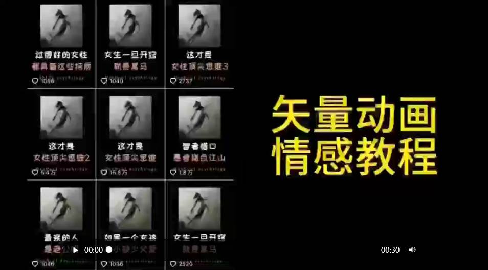 矢量动画情感教程：高点赞涨粉，适合情感、思维、创业教育等赛道六月网创-网创项目资源站-副业项目-创业项目-搞钱项目六月网创