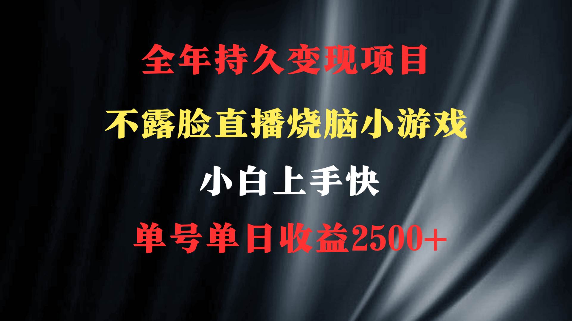 2024年 最优项目,烧脑小游戏不露脸直播  小白上手快 无门槛 一天收益2500+六月网创-网创项目资源站-副业项目-创业项目-搞钱项目六月网创