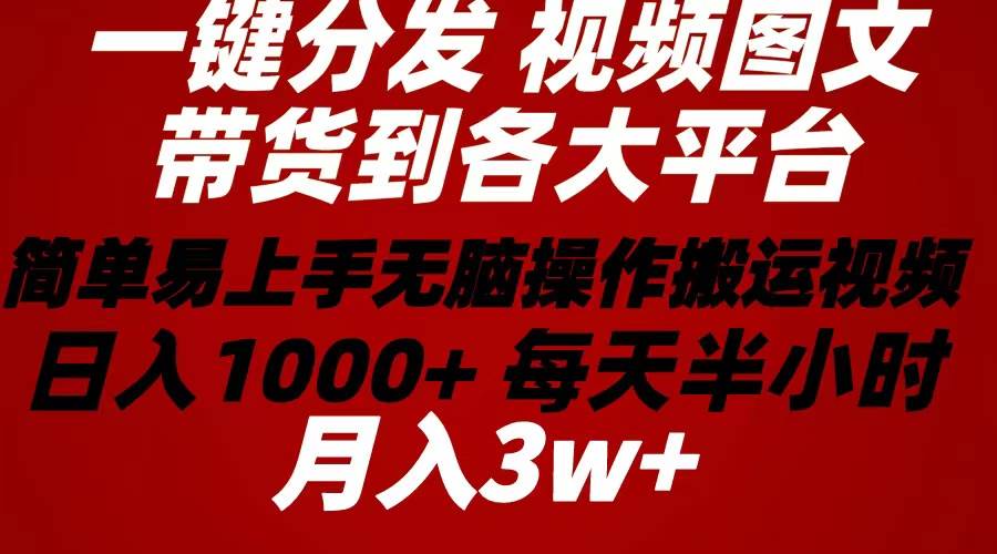 2024年 一键分发带货图文视频  简单易上手 无脑赚收益 每天半小时日入1…六月网创-网创项目资源站-副业项目-创业项目-搞钱项目六月网创