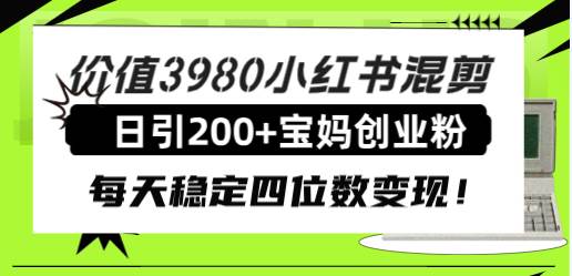 价值3980小红书混剪日引200+宝妈创业粉,每天稳定四位数变现!六月网创-网创项目资源站-副业项目-创业项目-搞钱项目六月网创