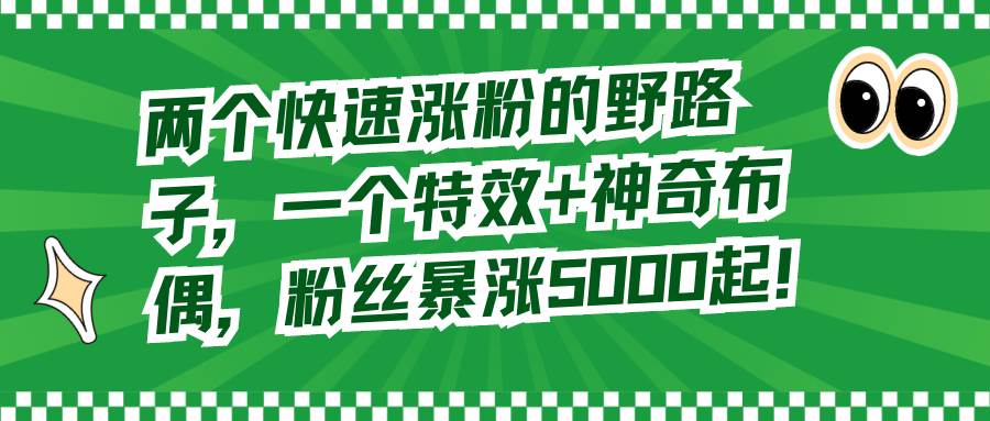两个快速涨粉的野路子,一个特效+神奇布偶,粉丝暴涨5000起!六月网创-网创项目资源站-副业项目-创业项目-搞钱项目六月网创