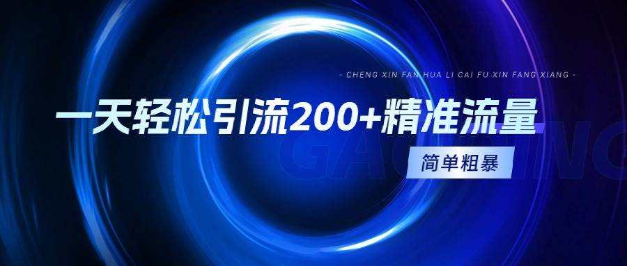 一天轻松引流200+精准流量，简单粗暴，一看就会六月网创-网创项目资源站-副业项目-创业项目-搞钱项目六月网创