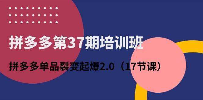 拼多多第37期培训班:拼多多单品裂变起爆2.0(17节课)六月网创-网创项目资源站-副业项目-创业项目-搞钱项目六月网创