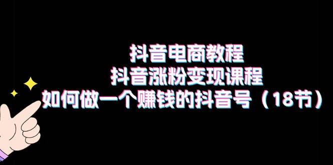 抖音电商教程:抖音涨粉变现课程:如何做一个赚钱的抖音号(18节)六月网创-网创项目资源站-副业项目-创业项目-搞钱项目六月网创