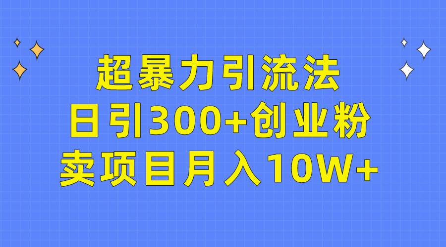 超暴力引流法,日引300+创业粉,卖项目月入10W+六月网创-网创项目资源站-副业项目-创业项目-搞钱项目六月网创