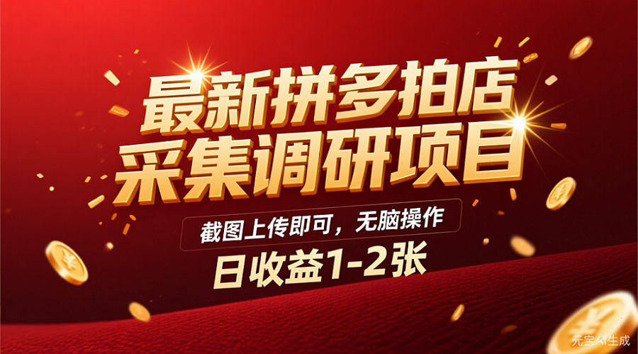 最新拼多多拍店采集调研项目,截图上传即可,无脑操作,日收益1-2张六月网创-网创项目资源站-副业项目-创业项目-搞钱项目六月网创