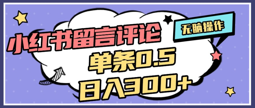 2025年最新小红书评论单条0.5元,日入300+,无上限,详细操作流程六月网创-网创项目资源站-副业项目-创业项目-搞钱项目六月网创
