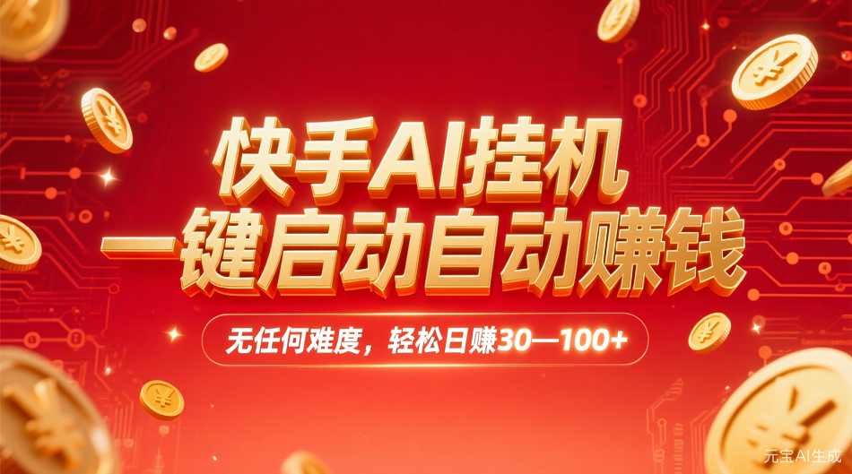 快手AI，一键启动自动赚钱 无任何难度，轻松一天30—100+六月网创-网创项目资源站-副业项目-创业项目-搞钱项目六月网创