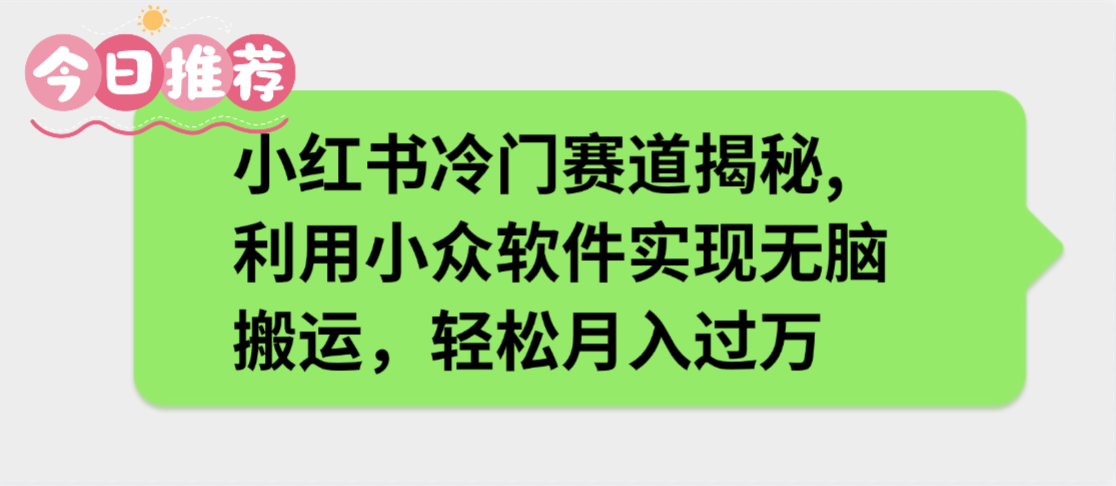 小红书冷门赛道揭秘,利用小众软件实现无脑搬运，轻松月入过万六月网创-网创项目资源站-副业项目-创业项目-搞钱项目六月网创