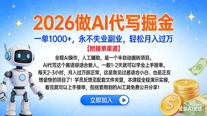 2026做AI代写掘金，一单1000+，永不失业副业，轻松月入过万六月网创-网创项目资源站-副业项目-创业项目-搞钱项目六月网创