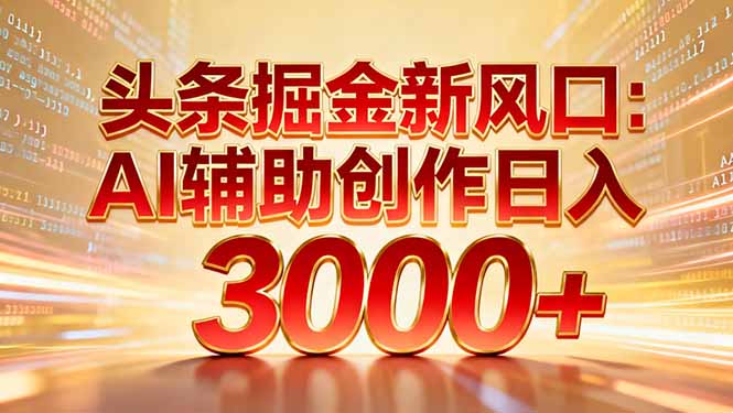 头条掘金新风口：AI辅助创作日入3000+，矩阵玩法当天启动隔天见效六月网创-网创项目资源站-副业项目-创业项目-搞钱项目六月网创